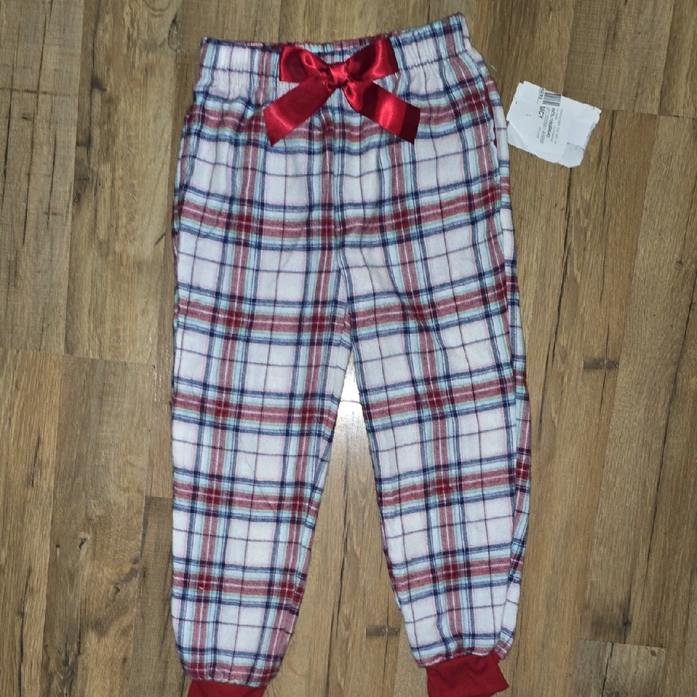 Cozy Red and White Plaid Pajama Bottoms with Elastic Waistband